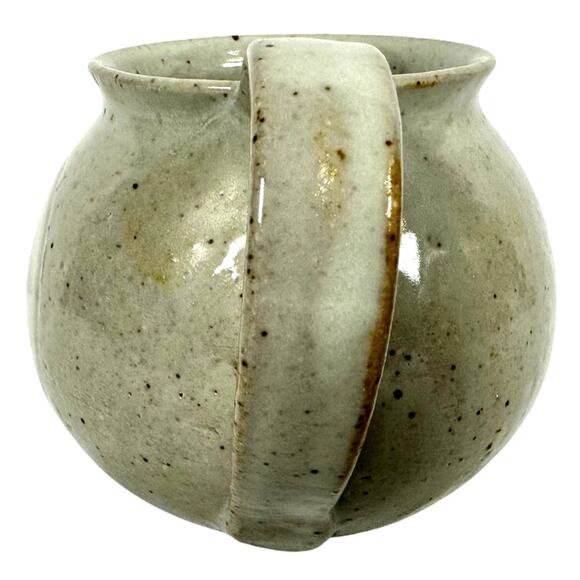 Hand Crafted Artist Signed Pottery Round Coffee Mug Blue Floral Highlight-Mint! - Picture 2 of 6